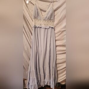 Light blue and white maxi dress